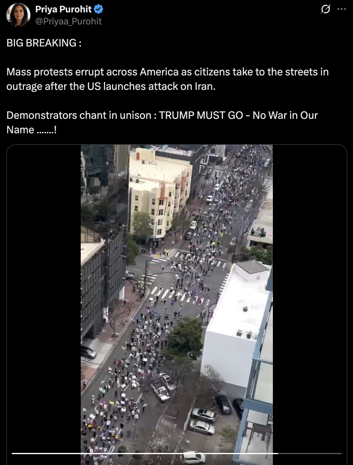 Video Of ‘No Kings’ March In San Diego Falsely Shared As Americans Protesting Attack On Iran Nuclear Sites